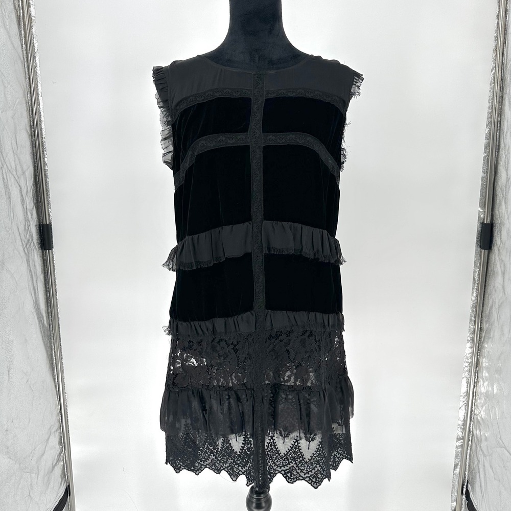 4 Love And Liberty Johnny Was Black Ruffle Lace Sheer Dress Whimsygoth Witchy M